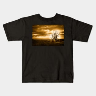 Two Trees Sepia Fields Kids T-Shirt